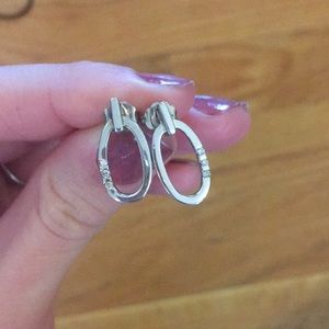Small silver earrings with diamonds
